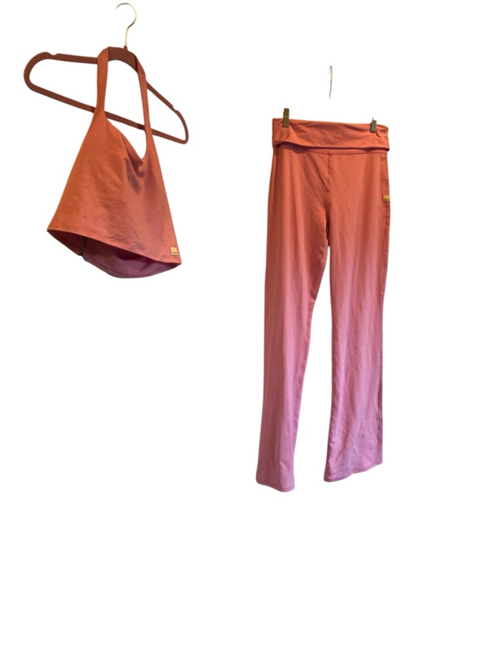 Vuori Solid Bubble Gum Pink Cropped Tank Top and High-Rise Leggings Set